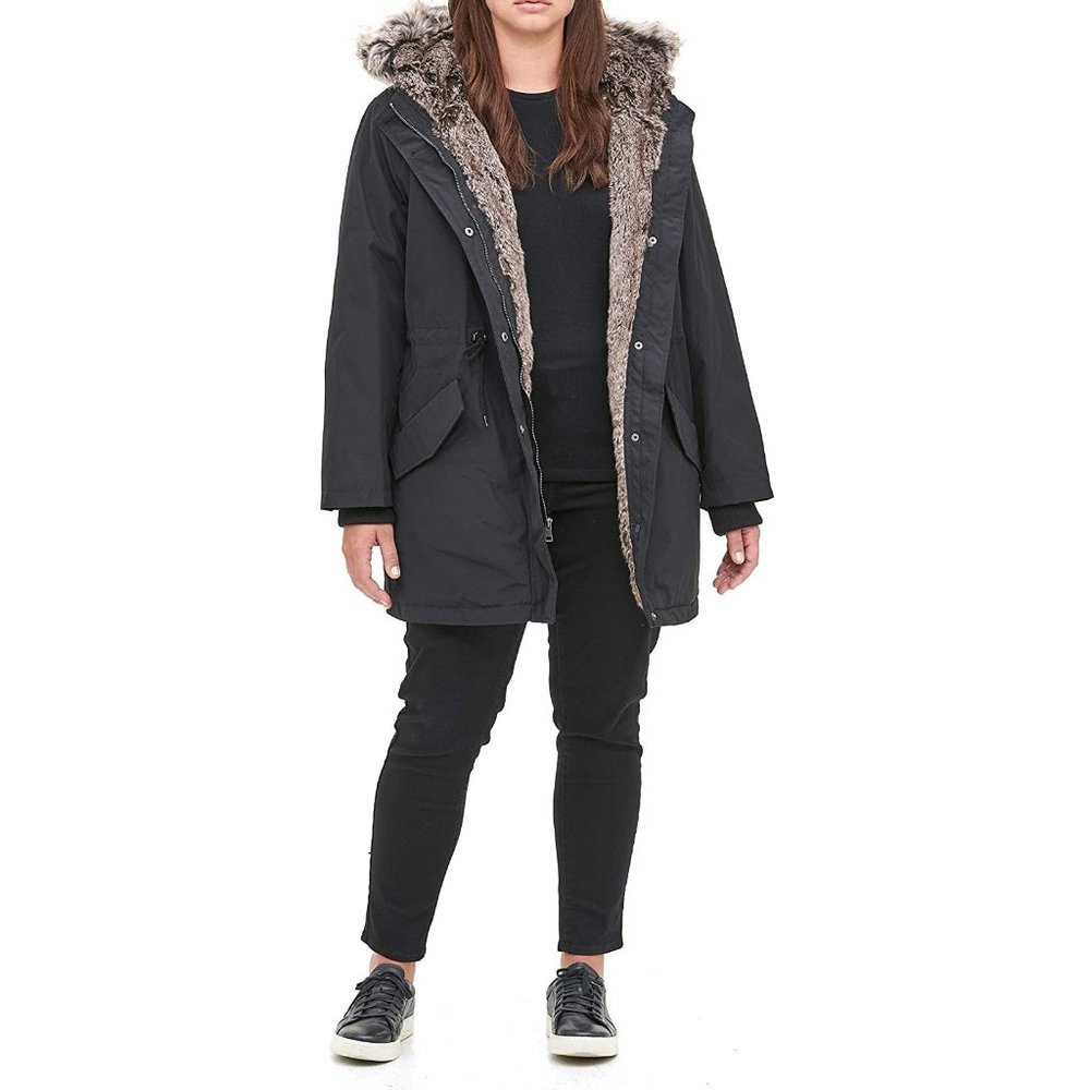 NWT Levi's Women's Faux Fur Lined Hooded Parka Jacket Plus Size 1X $300 2D104
